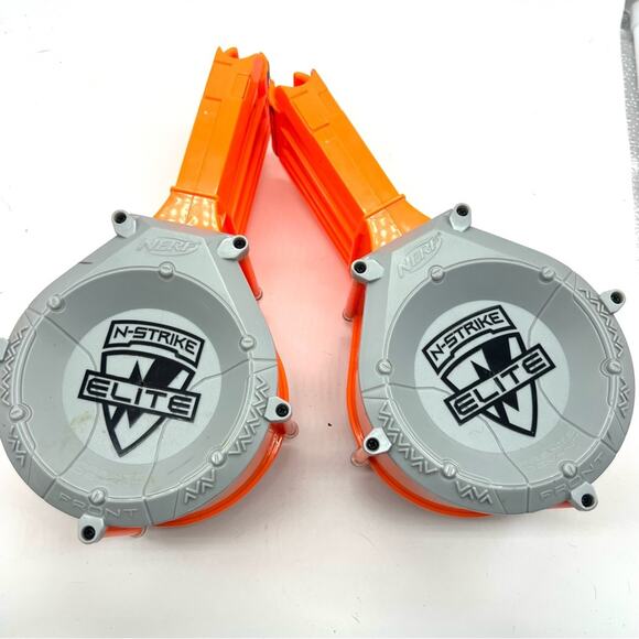 NERF Elite N-STRIKE 25 Max ROUND DRUM Barrel Ammo Magazine Clip SET of 2 - Picture 1 of 8